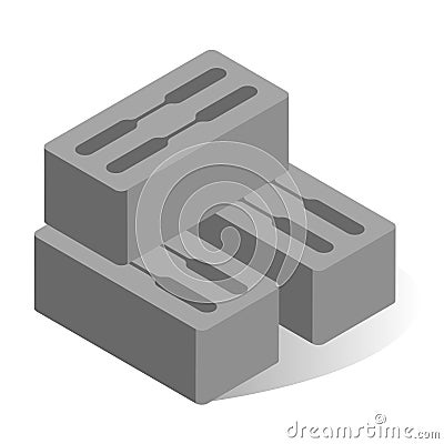 Cinder block vector flat illustration. Industrial cement block for building or construction work Vector Illustration