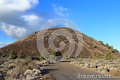 Evening Light on Schonchin Butte Cinder Cone, Lava Beds National Monument, Northern California, USA Stock Photo