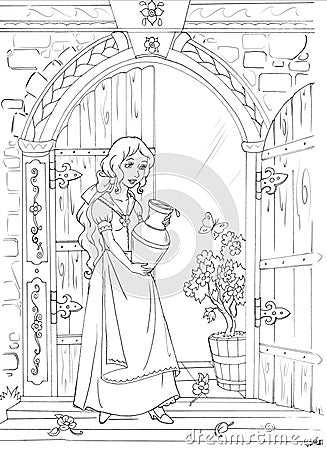 Cinderella coloring page Stock Photo