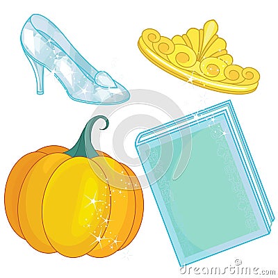 Cinderella Fairy Tale Set Vector Illustration