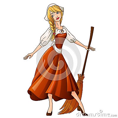 Cinderella fairytale character illustration Vector Illustration