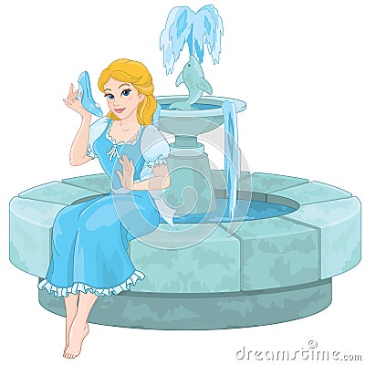 Cinderella Fountain Vector Illustration