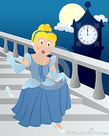 Cinderella at Midnight Vector Illustration