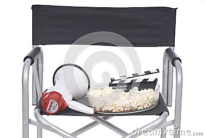 Cine scene with director chair, blackboard cinema Stock Photo