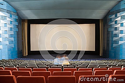 Cinema auditorium with people Stock Photo