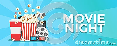 Cinema banner with of movie elements. Vector Illustration