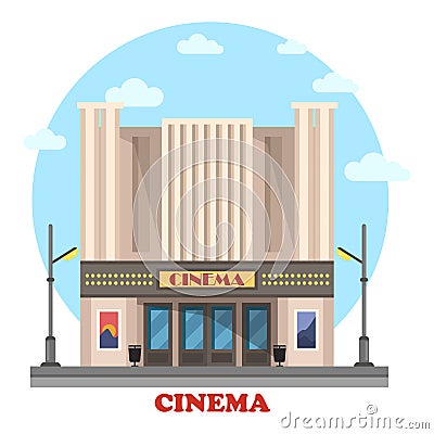 Cinema building for art movies or films Vector Illustration