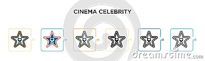 Cinema celebrity vector icon in 6 different modern styles. Black, two colored cinema celebrity icons designed in filled, outline, Vector Illustration