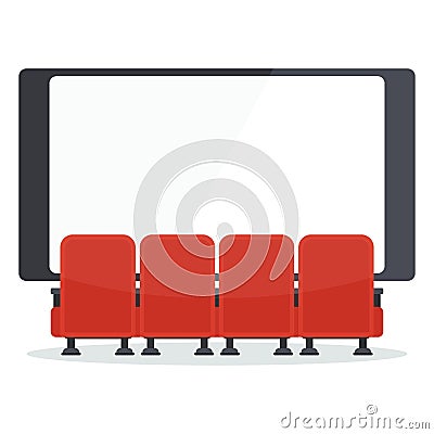 Cinema chairs front of tv Vector Illustration