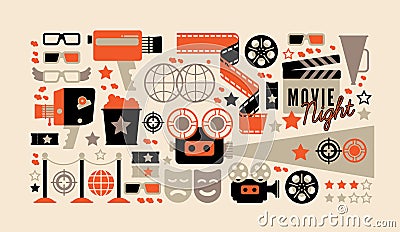 Cinema compositions with text Vector Illustration