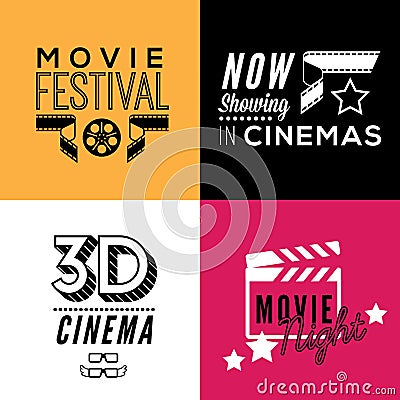 Cinema compositions with text Vector Illustration