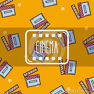 Cinema cute cartoons pattern background Vector Illustration