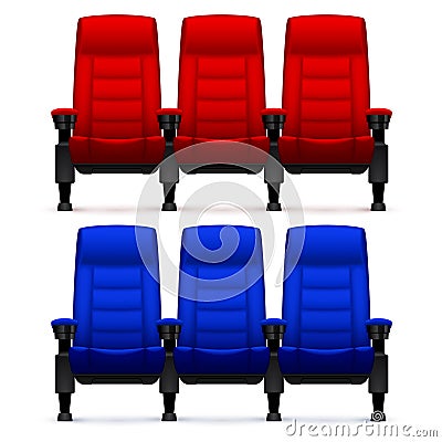 Cinema empty comfortable chairs. Realistic movie seats vector illustration Vector Illustration