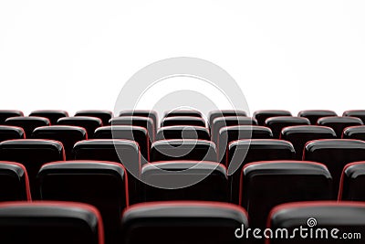 Cinema with empty seats, blank screen, mockup. Movie concept. 3D illustration Cartoon Illustration