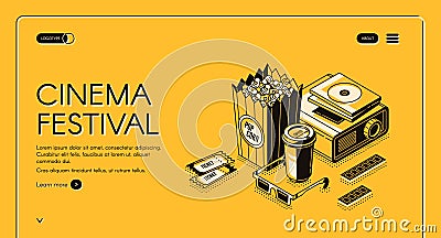 Cinema festival movie time entertainment banner Vector Illustration