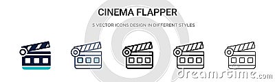 Cinema flapper icon in filled, thin line, outline and stroke style. Vector illustration of two colored and black cinema flapper Vector Illustration