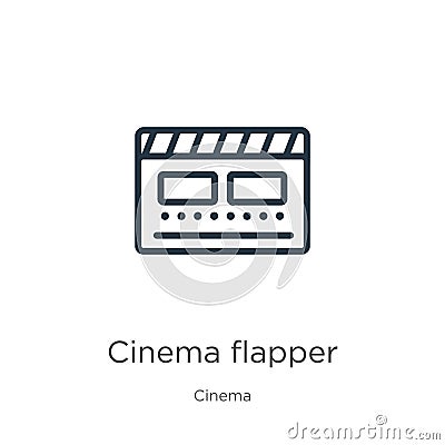 Cinema flapper icon. Thin linear cinema flapper outline icon isolated on white background from cinema collection. Line vector Vector Illustration
