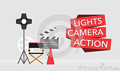 Cinema flat template background vector Vector Illustration