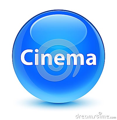 Cinema glassy cyan blue round button Cartoon Illustration