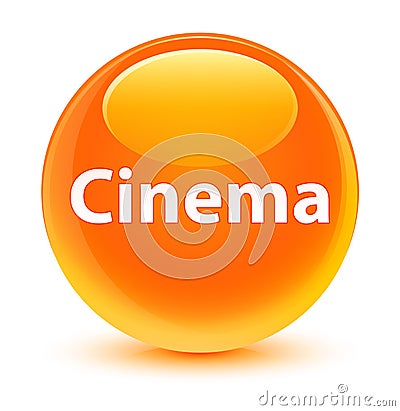 Cinema glassy orange round button Cartoon Illustration