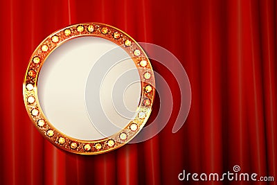 Cinema golden round frame Cartoon Illustration