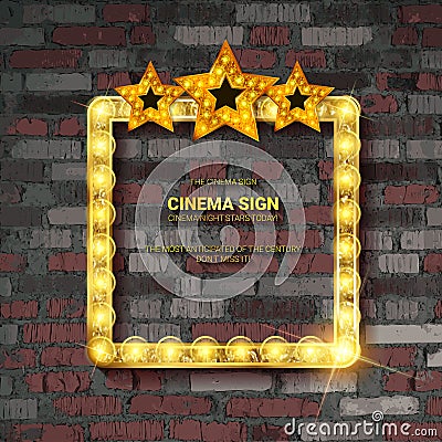 Cinema golden square frame Vector Illustration