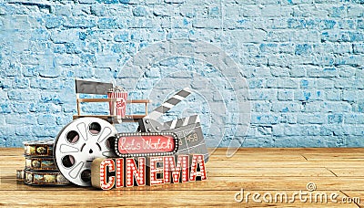 Cinema had light concept nave lets watch cinema 3d render cinema Stock Photo