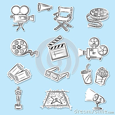 Cinema Icons Set Vector Illustration