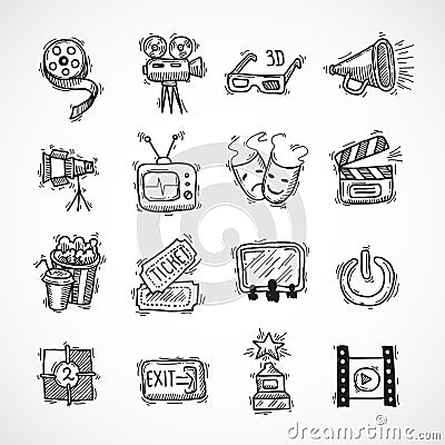 Cinema icons set Vector Illustration