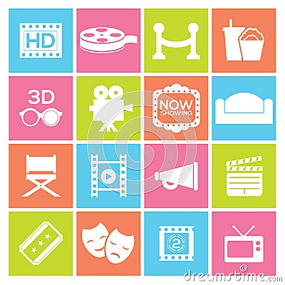 Cinema Icons Vector Illustration