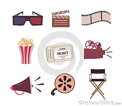 Cinema icons vector set Vector Illustration