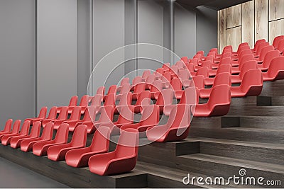 Cinema interior corner, red chairs, gray Stock Photo