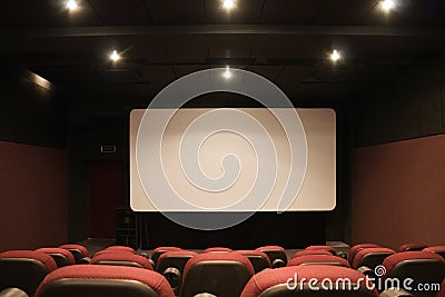 Cinema interior empty screen Stock Photo