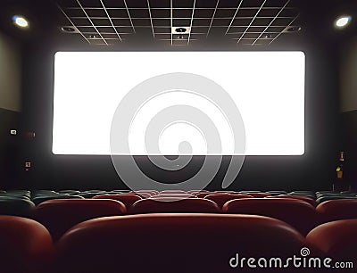 Cinema interior of movie theatre with empty red and black seats Stock Photo