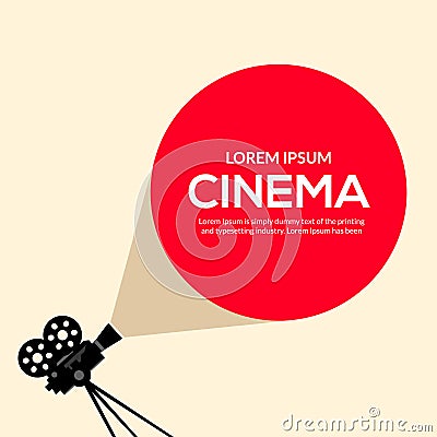 Cinema movie poster design. Vector film camera background retro brochure cinema illustration Vector Illustration