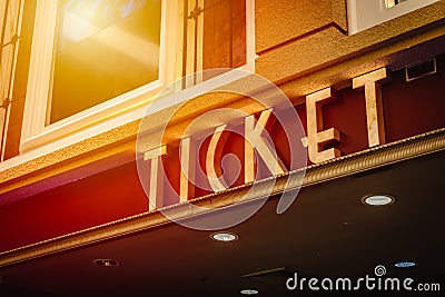 Cinema movie ticket sale counter space design at front of theater Stock Photo