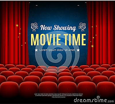 Cinema Movie Time Background Card. Vector Vector Illustration