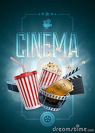 Cinema Poster Design Template Vector Illustration