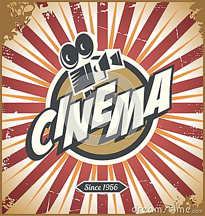 Cinema retro tin sign Vector Illustration