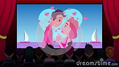 In Cinema on Screen Broadcast Romantic Movie Stock Photo