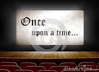 Cinema screen with once upon a time Stock Photo