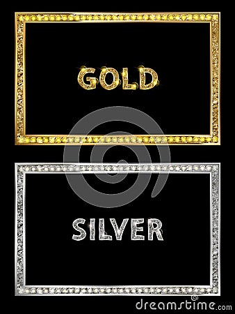 Cinema silver and gold shape frame Cartoon Illustration