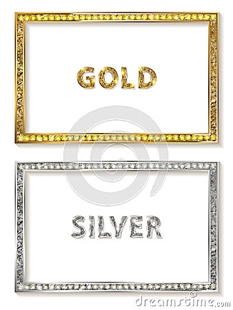 Cinema silver and gold shape frame Cartoon Illustration