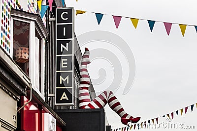 Cinema sing and facade Stock Photo