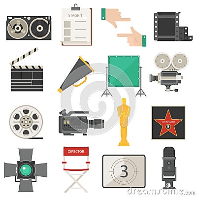 Cinema symbols icons vector set illustration. Vector Illustration