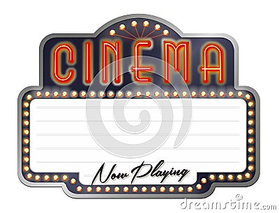 Cinema Theater Marquee Now Playing Vector Illustration