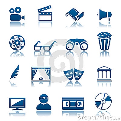 Cinema and theatre icon set Vector Illustration