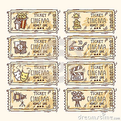 Cinema ticket set Vector Illustration