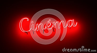 Cinema title in red neon Stock Photo