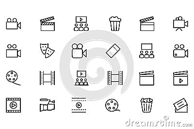 Cinema Vector Line Icons 1 Stock Photo